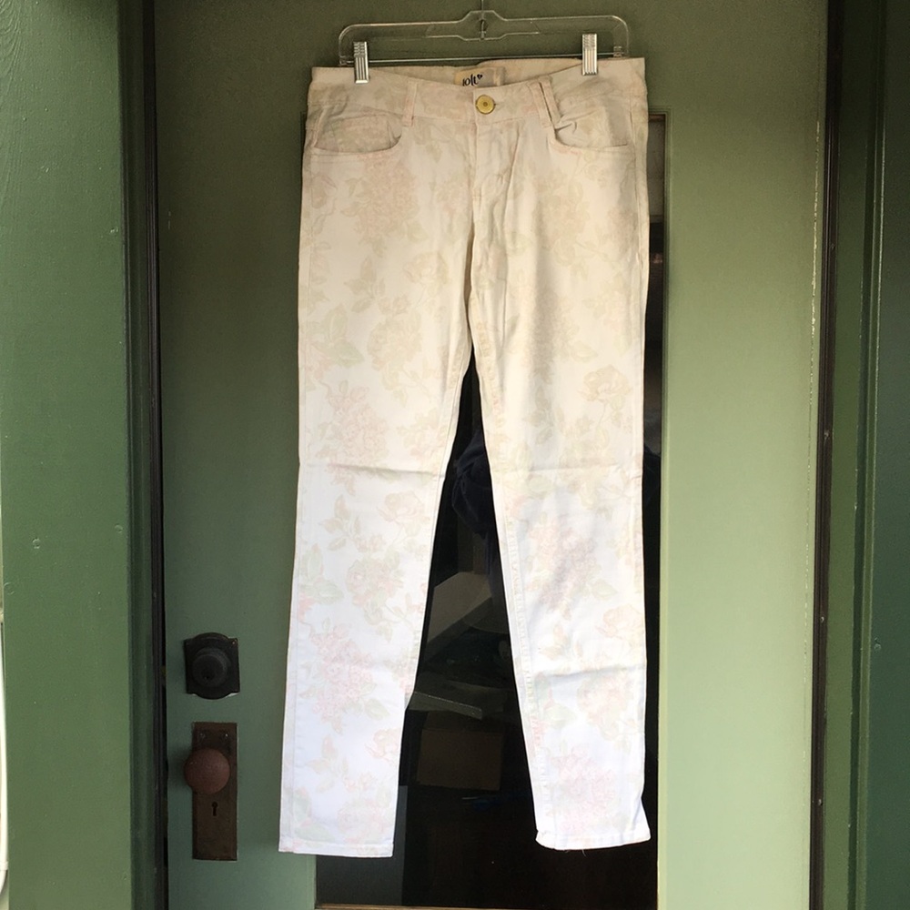 Jolt White Floral Cotton Blend Skinny Jeans